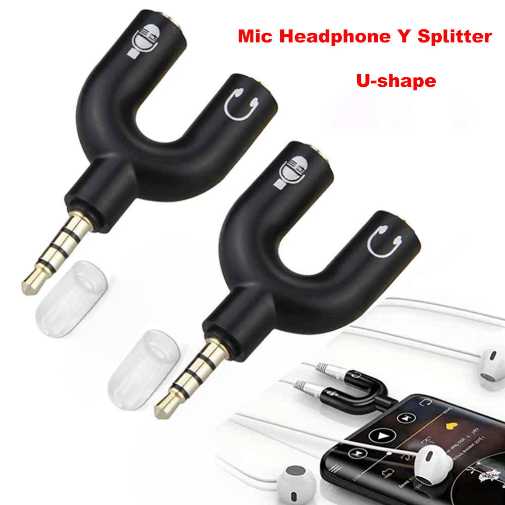Laptop Accessories Headphones - 3.5mm Headphone Mic Splitter Adapter U-shaped