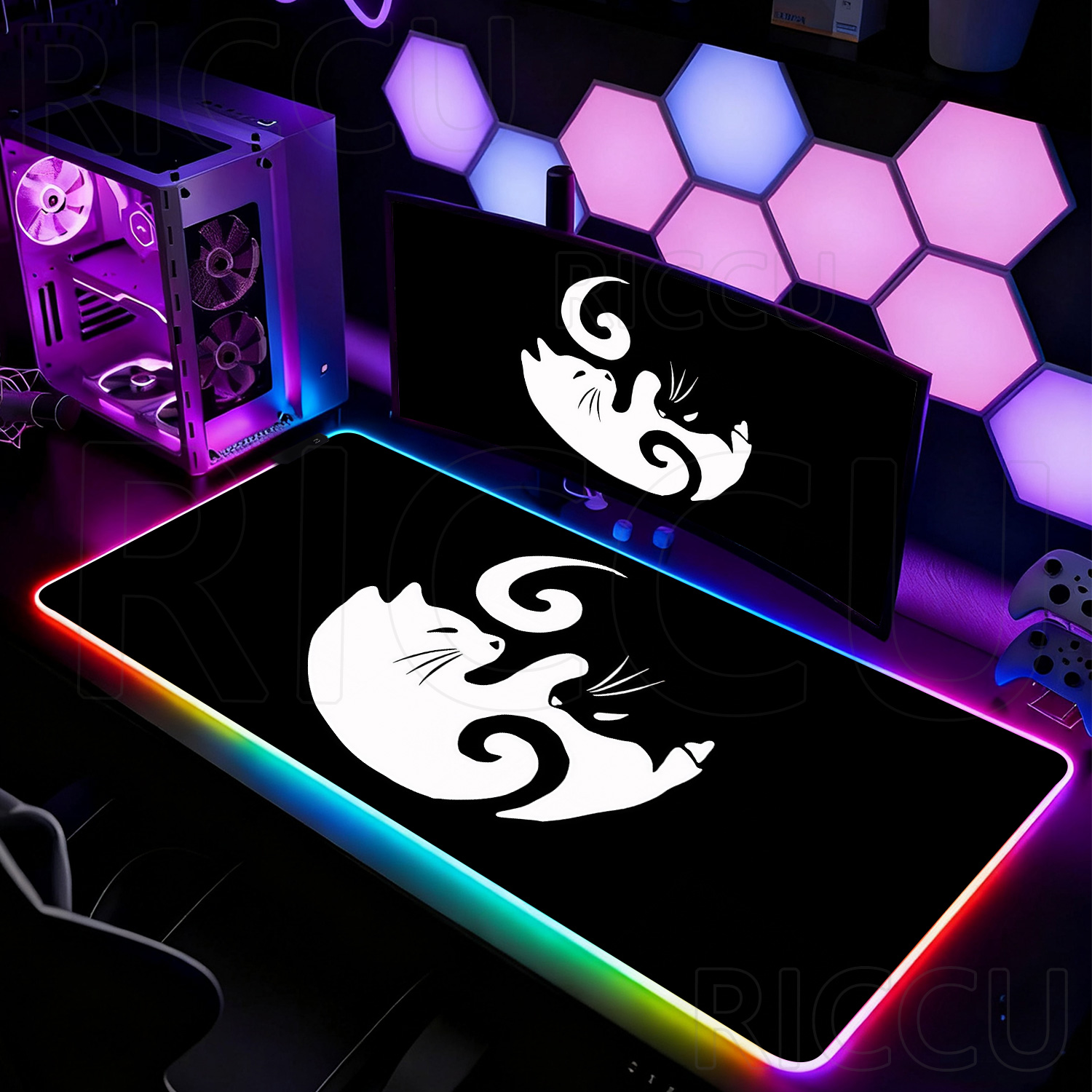 Laptop Accessories Rgb - RGB HD Black and White Cat