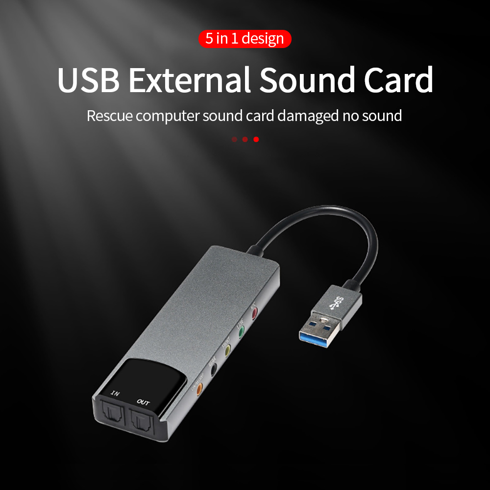 Laptop Accessories Headphones - External USB Optical Sound Card 6-in-1